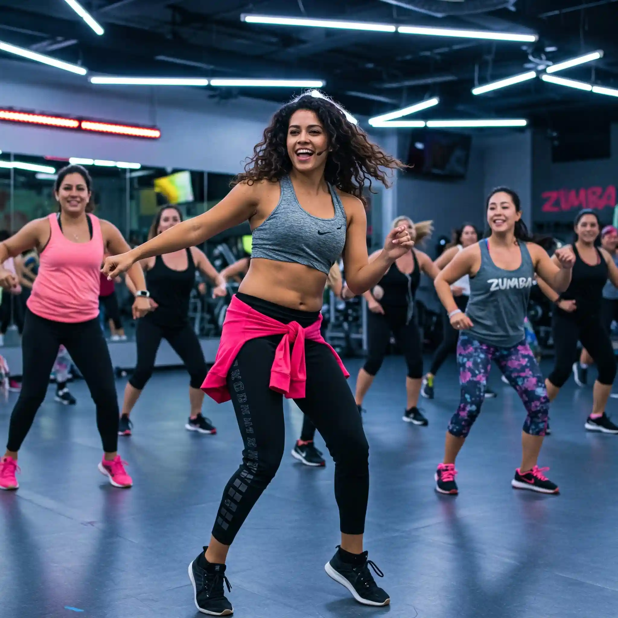 personas haciendo una clase de zumba